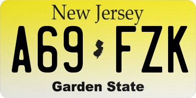 NJ license plate A69FZK