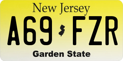 NJ license plate A69FZR