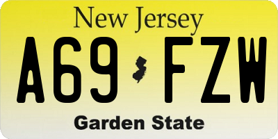 NJ license plate A69FZW