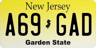 NJ license plate A69GAD