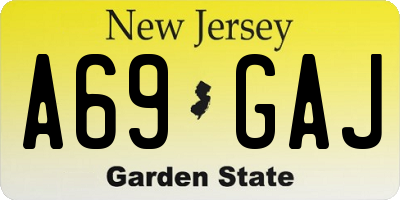NJ license plate A69GAJ