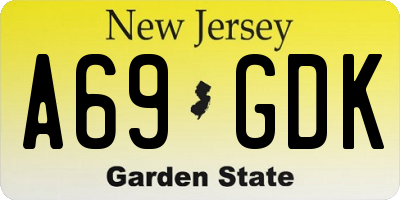 NJ license plate A69GDK
