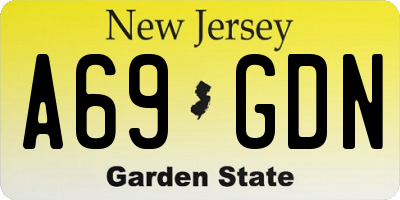 NJ license plate A69GDN