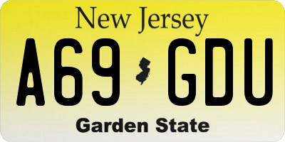 NJ license plate A69GDU