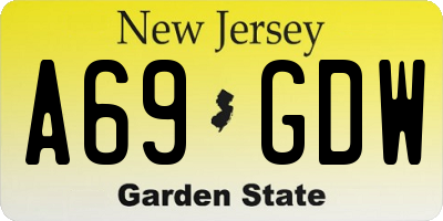 NJ license plate A69GDW