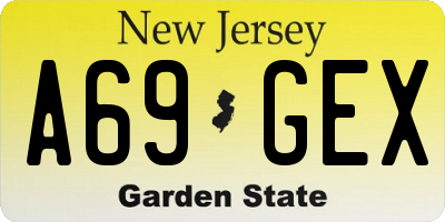 NJ license plate A69GEX