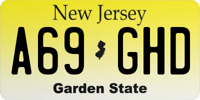 NJ license plate A69GHD