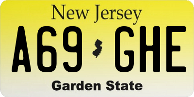 NJ license plate A69GHE