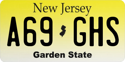 NJ license plate A69GHS