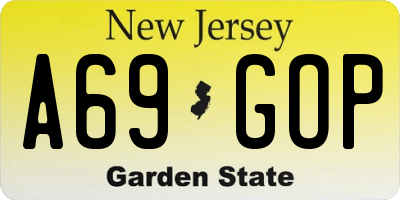 NJ license plate A69GOP