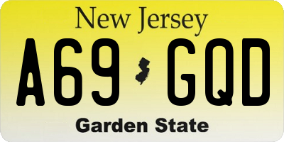 NJ license plate A69GQD