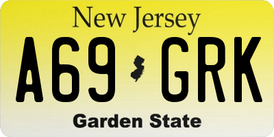 NJ license plate A69GRK