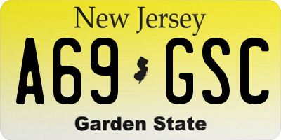 NJ license plate A69GSC