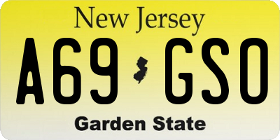 NJ license plate A69GSO