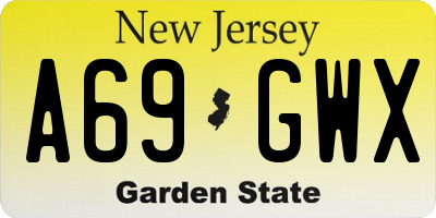 NJ license plate A69GWX