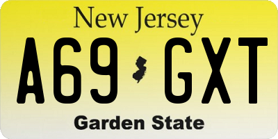 NJ license plate A69GXT