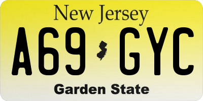 NJ license plate A69GYC