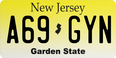 NJ license plate A69GYN