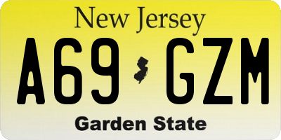 NJ license plate A69GZM