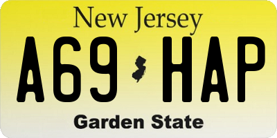 NJ license plate A69HAP