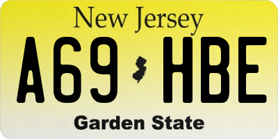 NJ license plate A69HBE