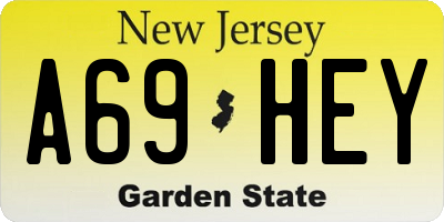 NJ license plate A69HEY