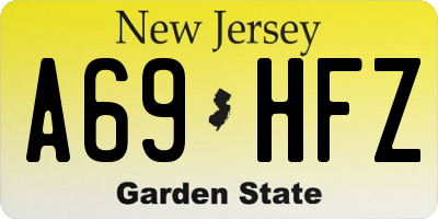 NJ license plate A69HFZ
