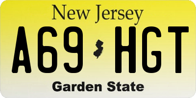 NJ license plate A69HGT