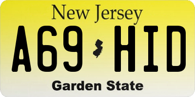NJ license plate A69HID