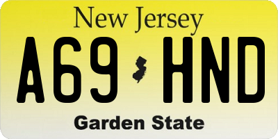 NJ license plate A69HND