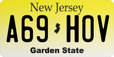 NJ license plate A69HOV