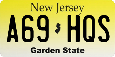 NJ license plate A69HQS