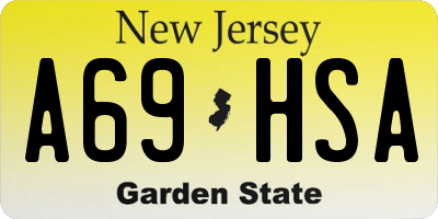 NJ license plate A69HSA