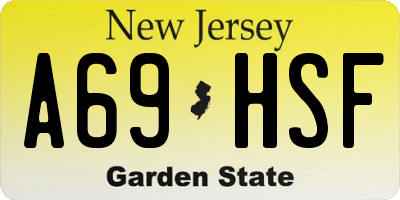 NJ license plate A69HSF