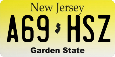 NJ license plate A69HSZ