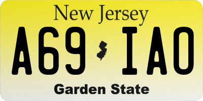 NJ license plate A69IAO