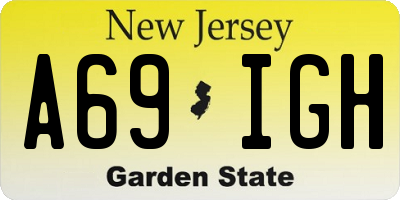 NJ license plate A69IGH