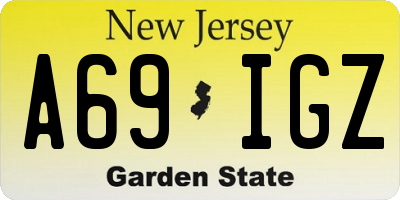 NJ license plate A69IGZ