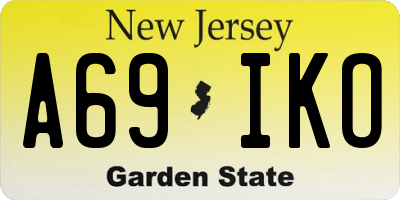 NJ license plate A69IKO