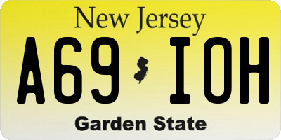 NJ license plate A69IOH