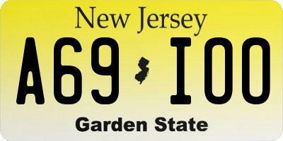 NJ license plate A69IOO