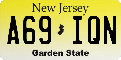 NJ license plate A69IQN