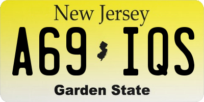 NJ license plate A69IQS