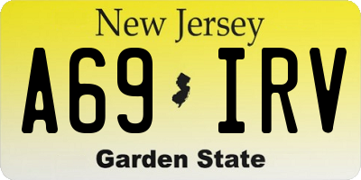NJ license plate A69IRV