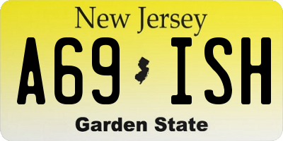 NJ license plate A69ISH