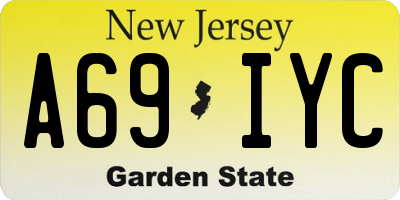NJ license plate A69IYC