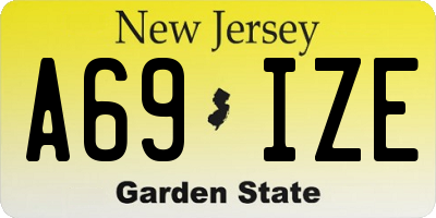 NJ license plate A69IZE