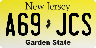 NJ license plate A69JCS