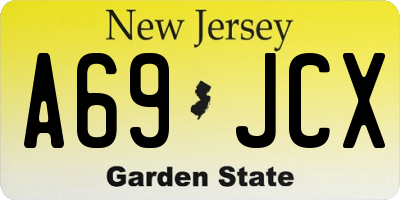 NJ license plate A69JCX