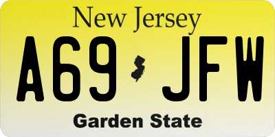 NJ license plate A69JFW